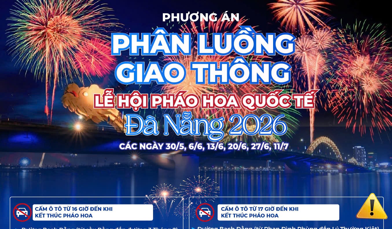Infographic: Phân luồng giao thông phục vụ Lễ hội pháo hoa quốc tế Đà Nẵng 2026